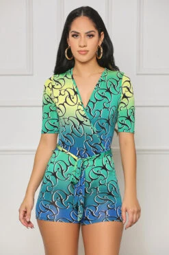 Sunrise Ready Ombré Romper (Green Multi)