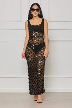 Bali Mami Crochet Sequin Cover Up (Black)