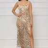 Bali Mami Crochet Sequin Cover Up (Tan)