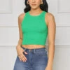 Easy Upgrade Ribbed Crop Top (Green)