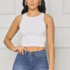 Easy Upgrade Ribbed Crop Top (White)