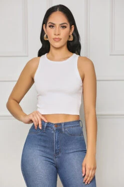 Easy Upgrade Ribbed Crop Top (White)