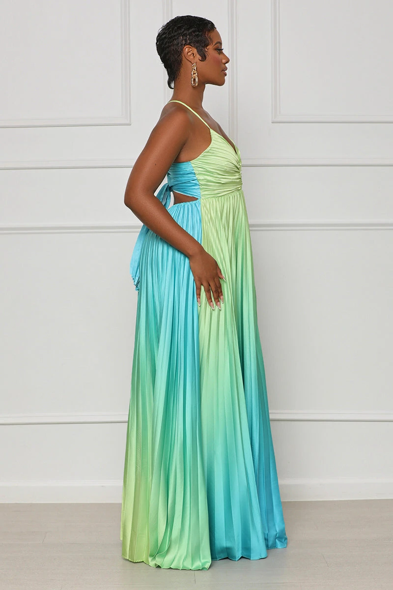 Rare Find Pleated Ombre Maxi Dress (Green Multi) 4 Rare Find Pleated Ombre Maxi Dress (Green Multi) - Image 4