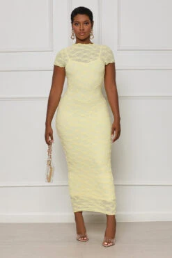 On Trend Mesh Midi Dress (Yellow) 7 On Trend Mesh Midi Dress (Yellow) -Lilly's Kloset lilly7 12 2348859