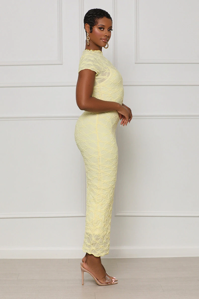 On Trend Mesh Midi Dress (Yellow) 3 On Trend Mesh Midi Dress (Yellow) - Image 3