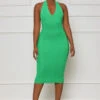 Summer Staple Knit Halter Top Dress (Green)