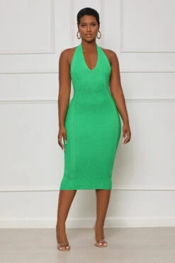 Summer Staple Knit Halter Top Dress (Green)