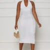 Summer Staple Knit Halter Top Dress (White)