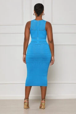 Pretty Snatched Ribbed Knit Midi Dress (Blue) -Lilly's Kloset lilly7 12 2349232