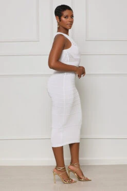 Pretty Snatched Ribbed Knit Midi Dress (White) -Lilly's Kloset lilly7 12 2349292