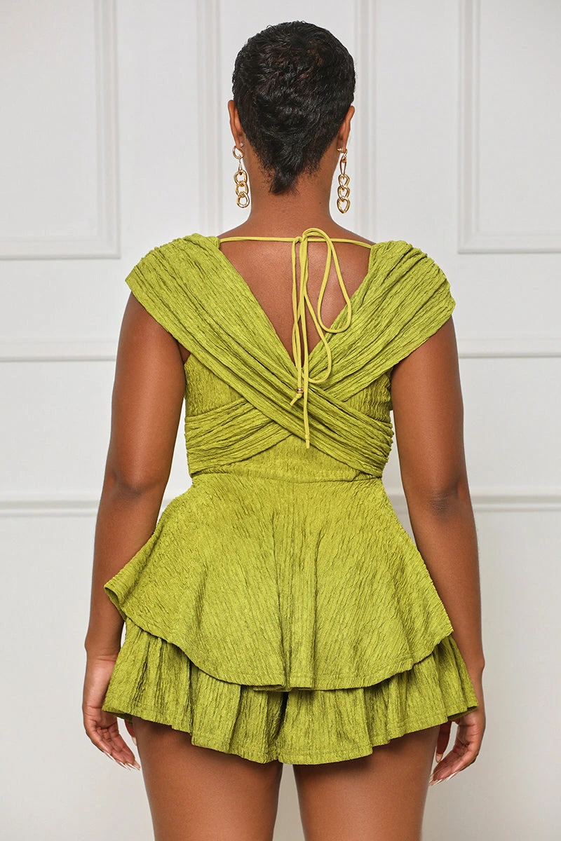 Dream Catchin' Off Shoulder Romper (Green) 4 Dream Catchin' Off Shoulder Romper (Green) - Image 4
