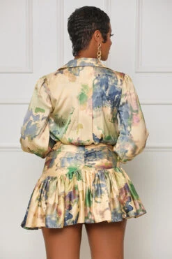 Painted Style Abstract Mini Dress (Cream Multi) -Lilly's Kloset lilly7 12 2349587