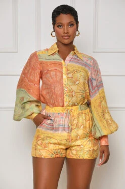 Always Posh Short Set (Orange Multi)