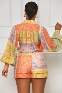 Always Posh Short Set (Orange Multi) -Lilly's Kloset lilly7 12 2349612