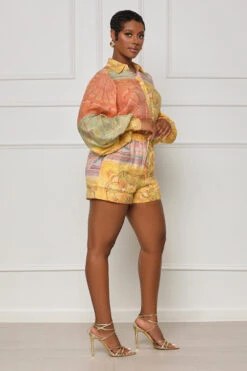 Always Posh Short Set (Orange Multi) -Lilly's Kloset lilly7 12 2349652