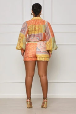 Always Posh Short Set (Orange Multi) -Lilly's Kloset lilly7 12 2349659