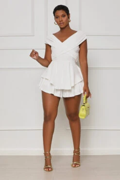 Dream Catchin' Off Shoulder Romper (White) 9 Dream Catchin' Off Shoulder Romper (White) -Lilly's Kloset lilly7 12 2349677