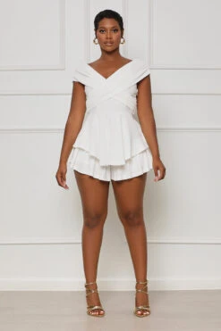 Dream Catchin' Off Shoulder Romper (White) 11 Dream Catchin' Off Shoulder Romper (White) -Lilly's Kloset lilly7 12 2349693