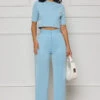 Business Pleasure Crop Pants Set (Blue)