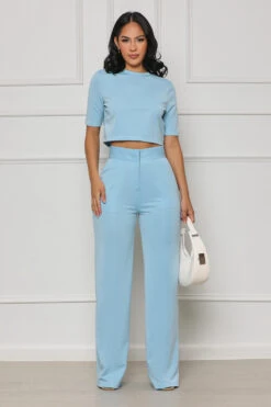Business Pleasure Crop Pants Set (Blue)