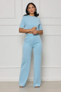 Business Pleasure Crop Pants Set (Blue) -Lilly's Kloset lilly7 18 2350192