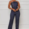 New Statement Denim Jumpsuit (Dark Wash)
