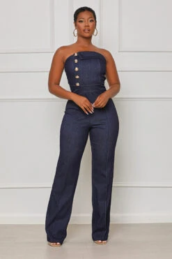 New Statement Denim Jumpsuit (Dark Wash)