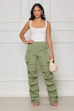 All Truths Ruched Cargo Pants (Green) -Lilly's Kloset lilly7 18 2350405
