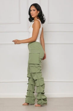 All Truths Ruched Cargo Pants (Green) -Lilly's Kloset lilly7 18 2350421