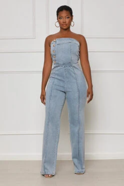 New Statement Denim Jumpsuit (Light Wash)