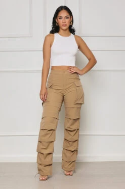All Truths Ruched Cargo Pants (Tan) -Lilly's Kloset lilly7 18 2350533