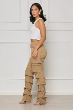 All Truths Ruched Cargo Pants (Tan) -Lilly's Kloset lilly7 18 2350544
