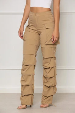 All Truths Ruched Cargo Pants (Tan) -Lilly's Kloset lilly7 18 2350562