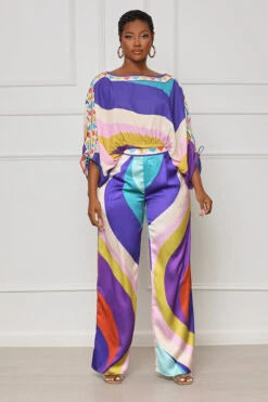 Showing Off Crop Pants Set (Purple Multi) -Lilly's Kloset lilly7 18 2350816