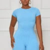 Seamless Contour Ribbed Romper (Blue)