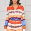 Never Leaving Color Block Shorts Set (Orange Multi)