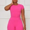 Seamless Contour Ribbed Romper (Hot Pink)