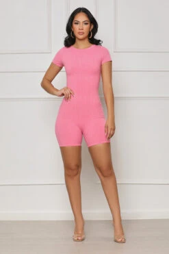 Seamless Contour Ribbed Romper (Pink) -Lilly's Kloset lilly7 18 2351231
