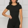 Seamless Contour Ribbed Romper (Black)