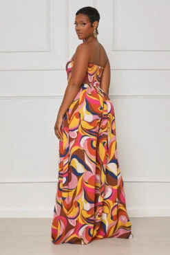 Right On Time Abstract Jumpsuit (Pink Multi) -Lilly's Kloset lilly7 18 2351330