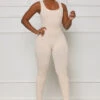 Seamless Contour Ribbed Jumpsuit (Cream)