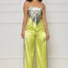 Caught Your Attention Scarf Pants Set (Lime Multi)