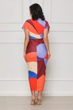 Same Attraction Geo Print Midi Dress (Red Multi) -Lilly's Kloset lilly7 5 2345768