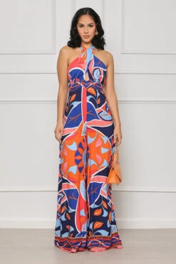 Living It Backless Jumpsuit (Blue Multi)