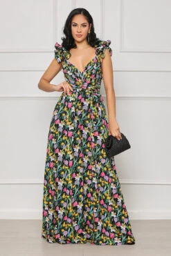 Floral Masterpiece Sweetheart Jumpsuit (Black Multi) -Lilly's Kloset lilly7 5 2345852