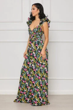 Floral Masterpiece Sweetheart Jumpsuit (Black Multi) -Lilly's Kloset lilly7 5 2345879