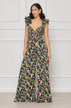 Floral Masterpiece Sweetheart Jumpsuit (Black Multi)