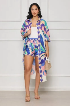 Summer Strutin' Abstract Short Set (Blue Multi) -Lilly's Kloset lilly7 5 2345992