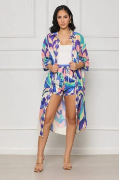 Summer Strutin' Abstract Short Set (Blue Multi)