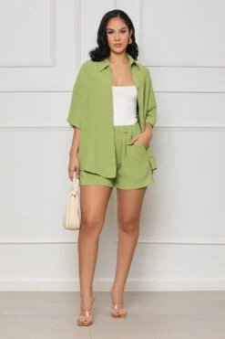 Hampton Weekend Short Set (Green) -Lilly's Kloset lilly7 5 2346073